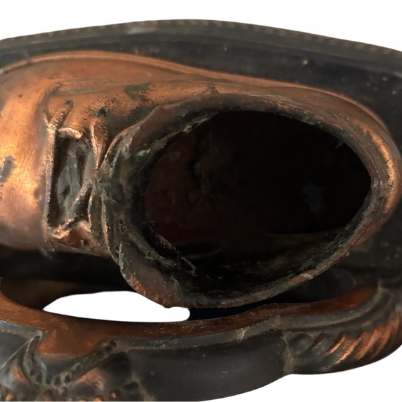 Vintage Brass Bronze Copper Baby Shoe Bookend Sculpture Mid Century - Picture 4 of 4